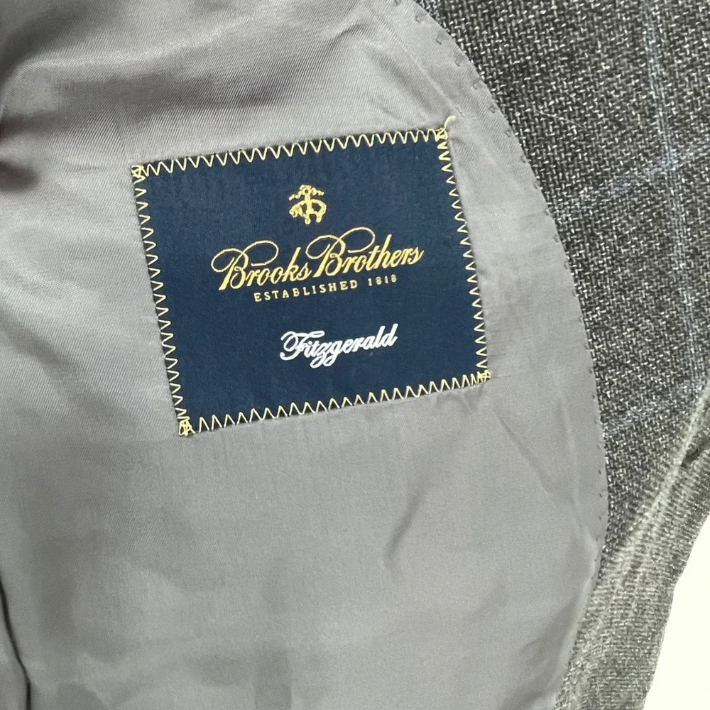 Brooks Brothers Fitzgerald‎ Reda Wool Gray Plaid Sport Coat Blazer 42R